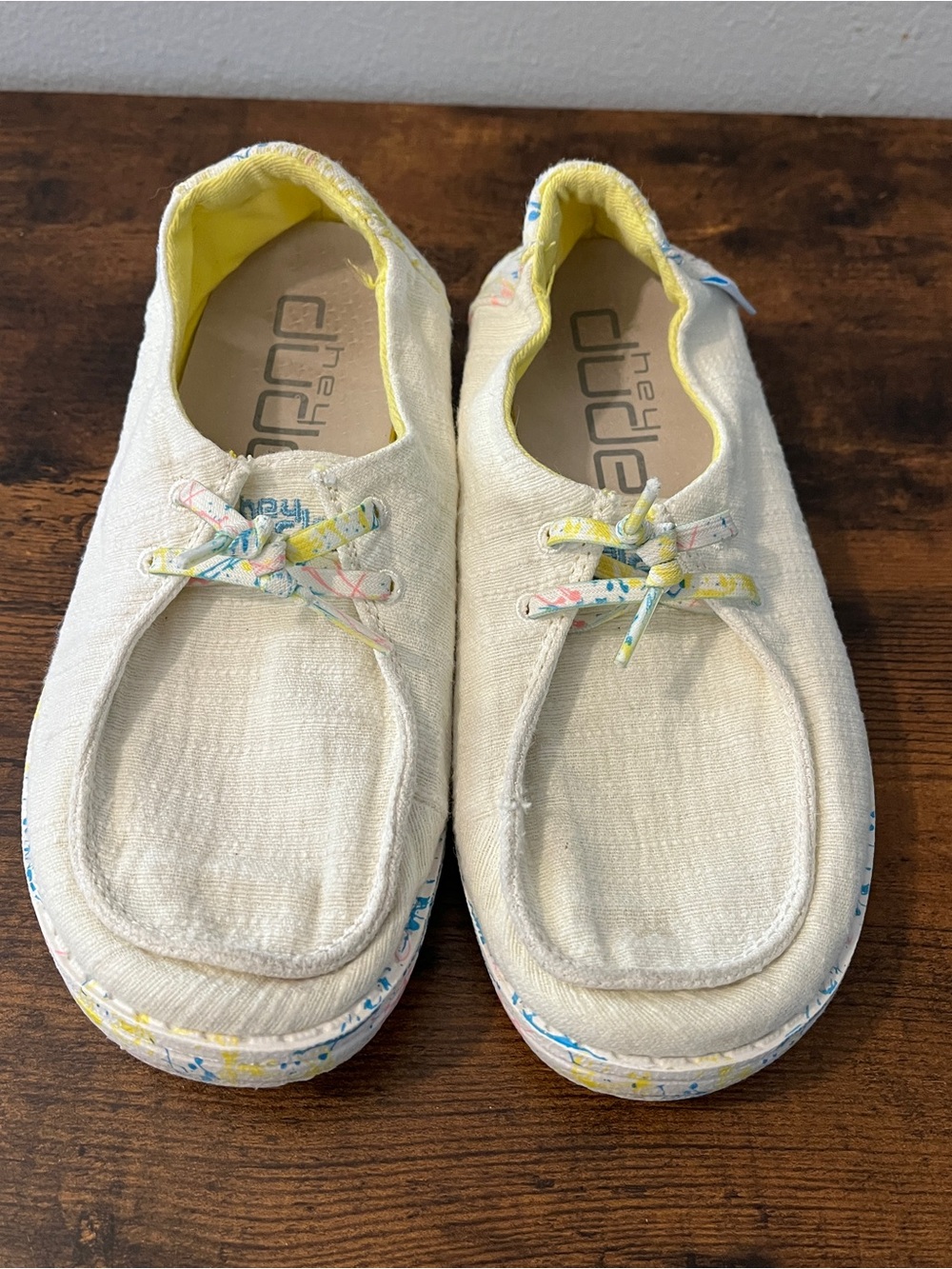 Hey Dude Kids Cream Canvas Sugar Vibe Shoes Size 2